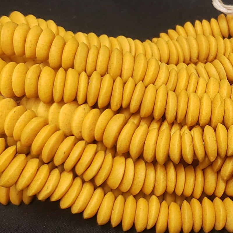 African glass beads, Ashanti disc beads strand  with smooth edges
