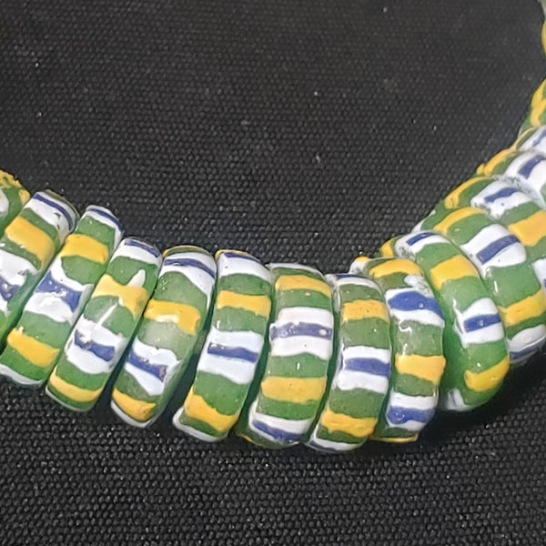 African glass beads - two tone flat spacer beads from Ghana – Aadampo