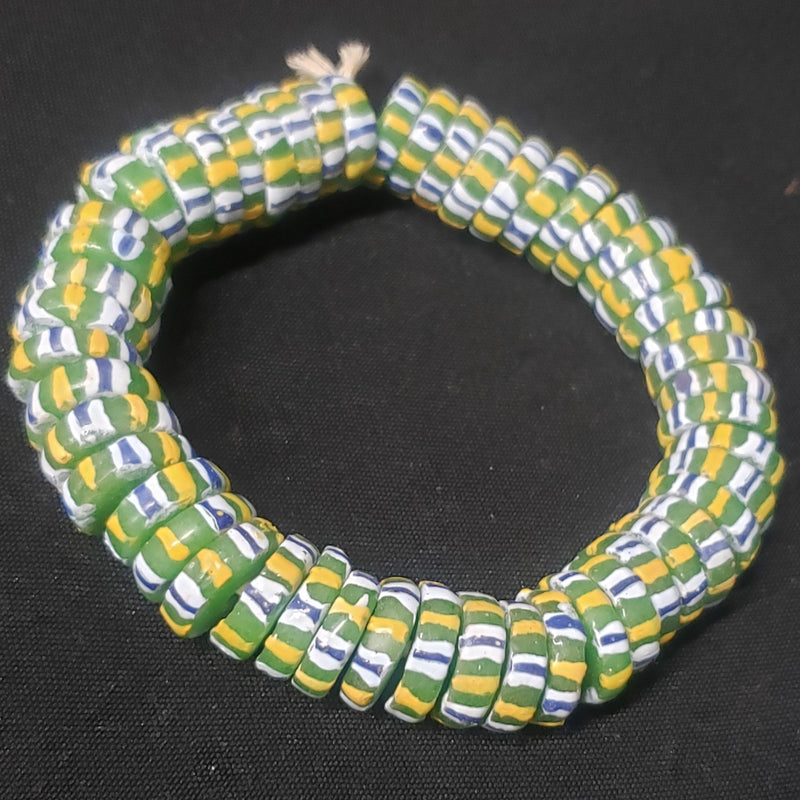 Beautiful African glass beads, chevron stripped spacer beads