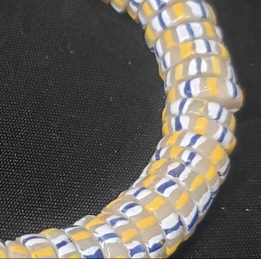 African glass beads, chevron stripped spacer beads - Aadampo