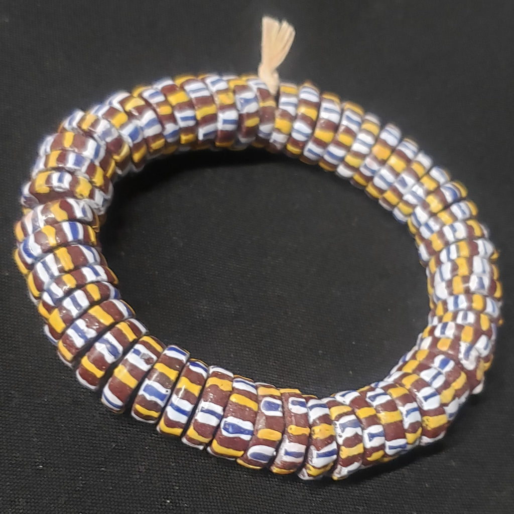 African glass beads, chevron stripped spacer beads - Aadampo