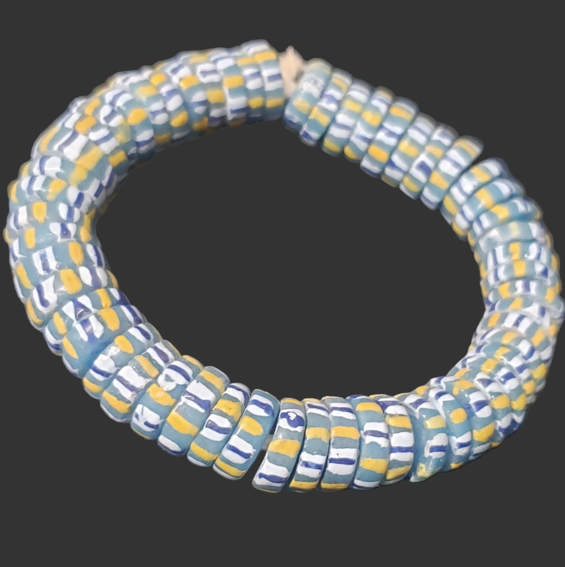 African glass beads, chevron stripped spacer beads - Aadampo