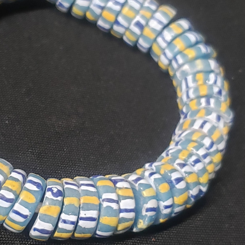 African glass beads, chevron stripped spacer beads - Aadampo