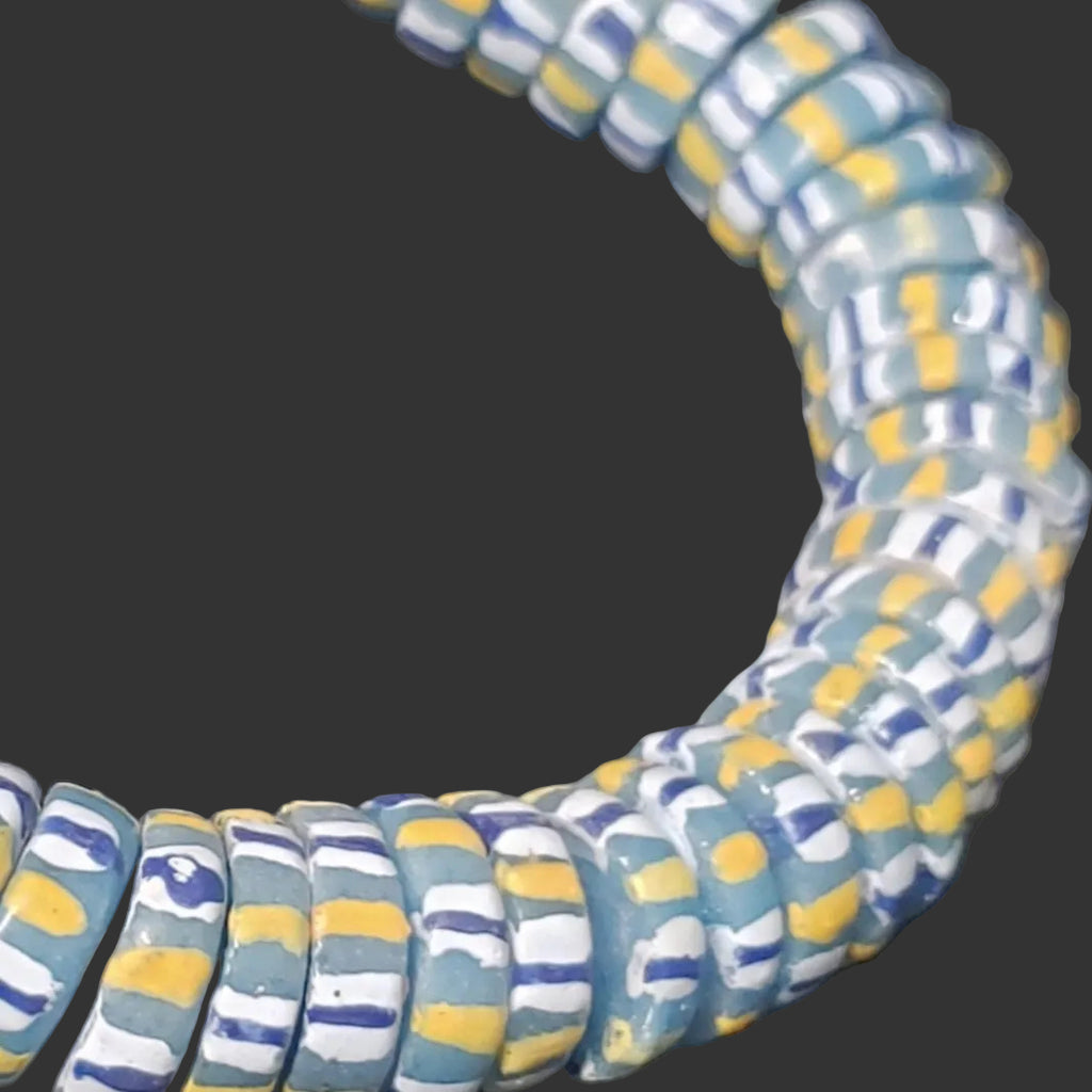 African glass beads, chevron stripped spacer beads - Aadampo