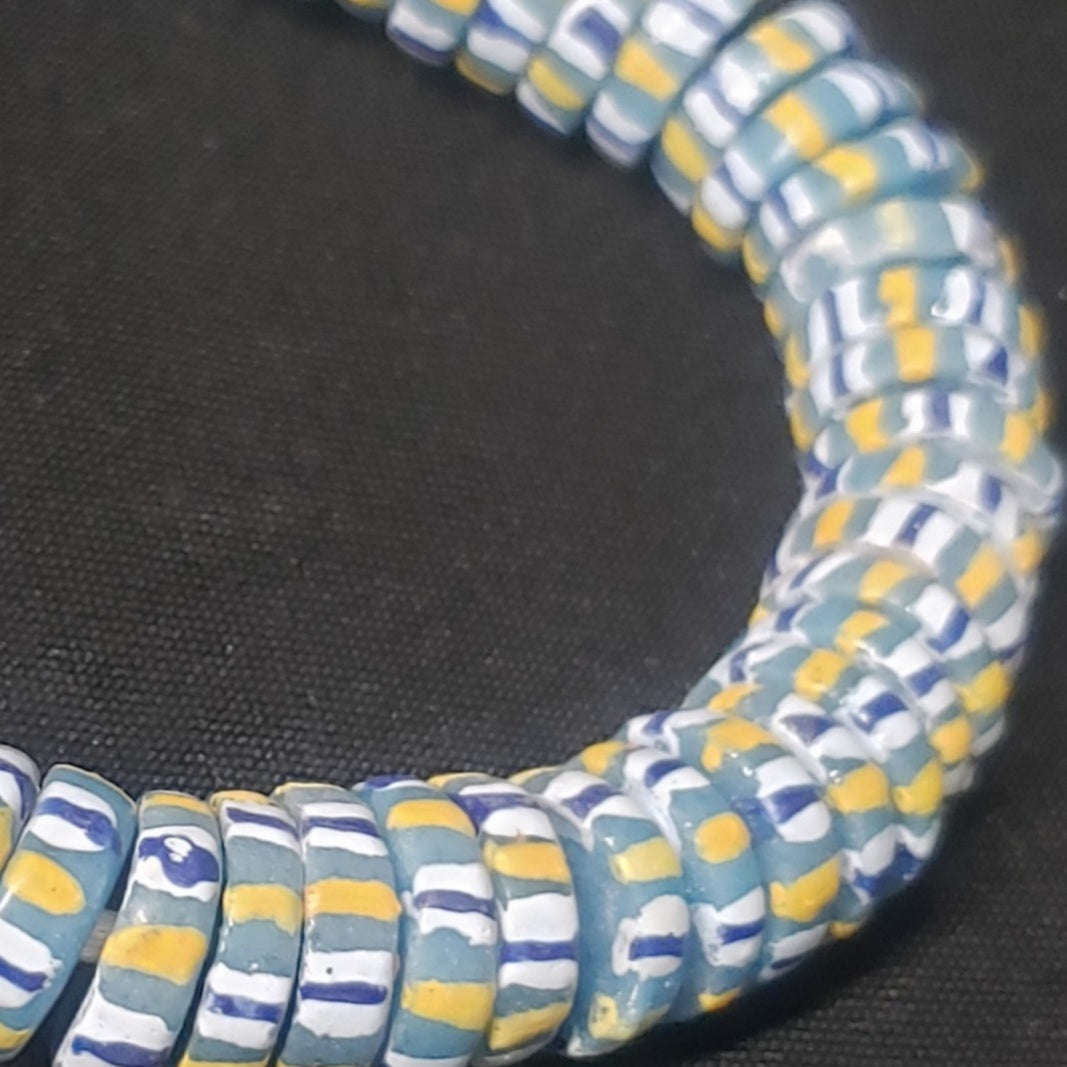 African glass beads, chevron stripped spacer beads - Aadampo