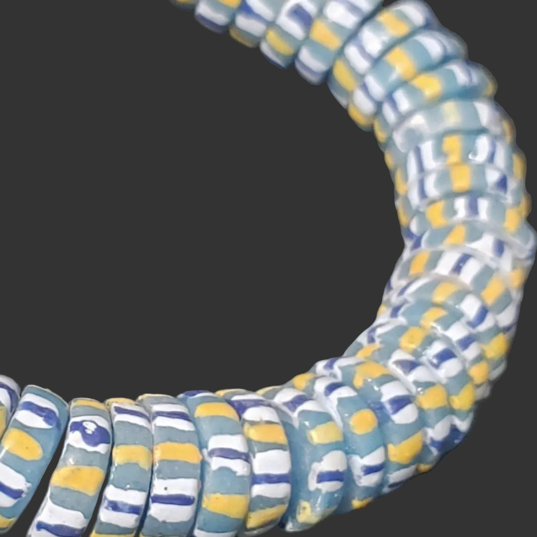 African glass beads, chevron stripped spacer beads - Aadampo