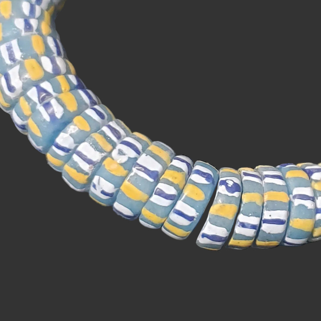 African glass beads, chevron stripped spacer beads - Aadampo