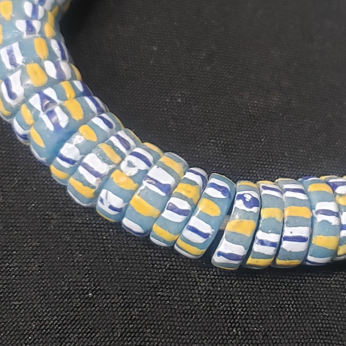 African glass beads, chevron stripped spacer beads - Aadampo