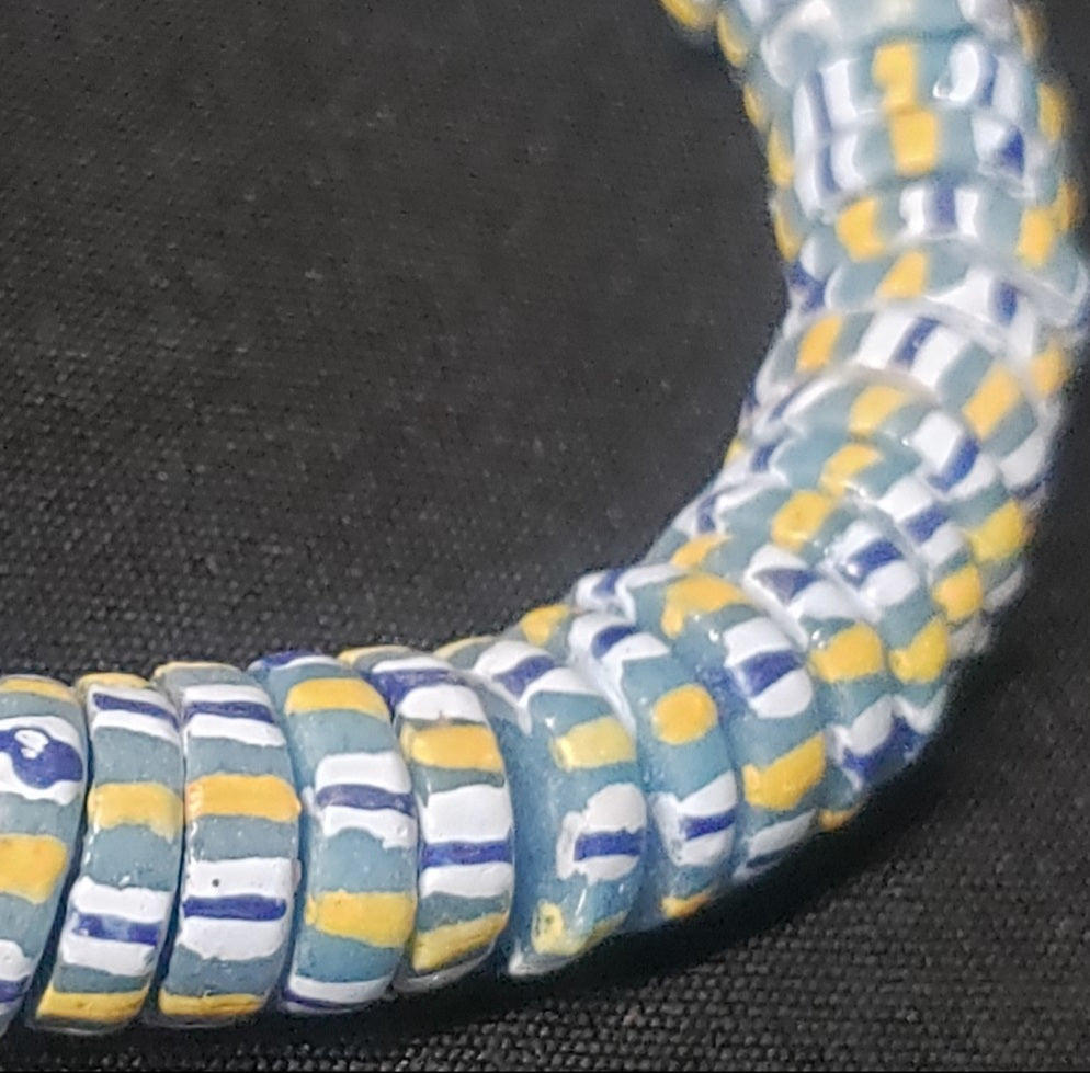 African glass beads, chevron stripped spacer beads - Aadampo