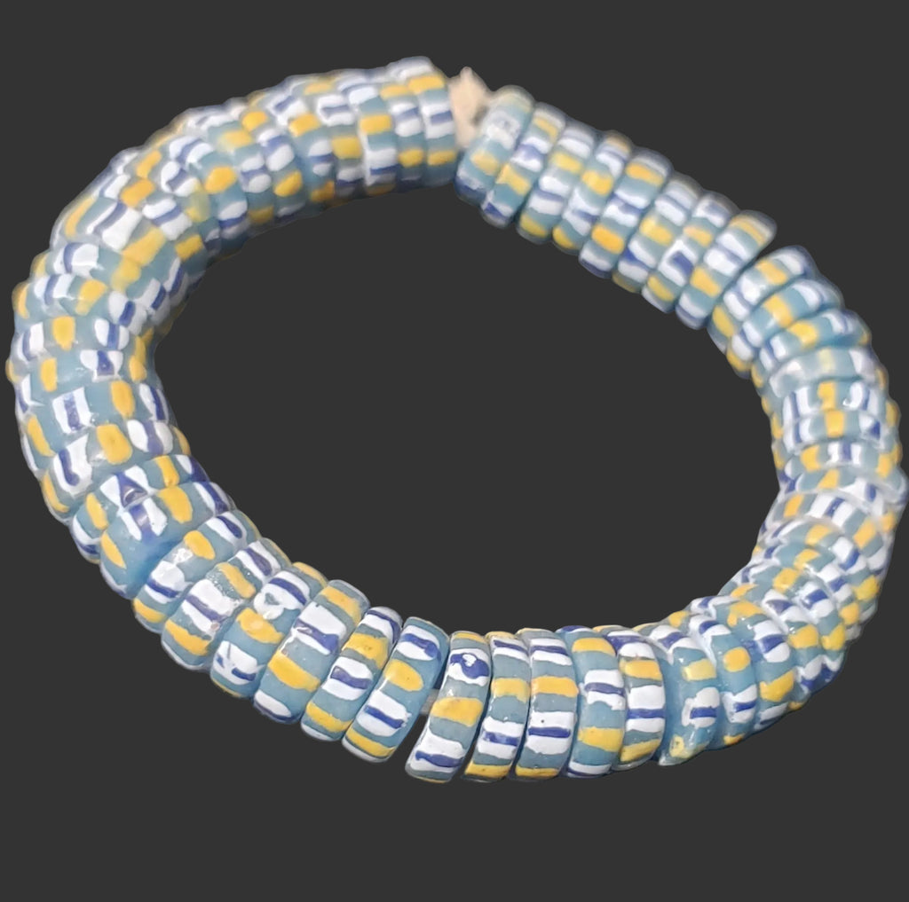 African glass beads, chevron stripped spacer beads - Aadampo