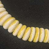 African glass beads, two-tone flat spacer beads.