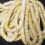 African glass beads, two-tone flat spacer beads.