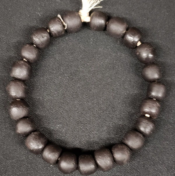 African glass beads, 22 black Krobo beads for jewelry design
