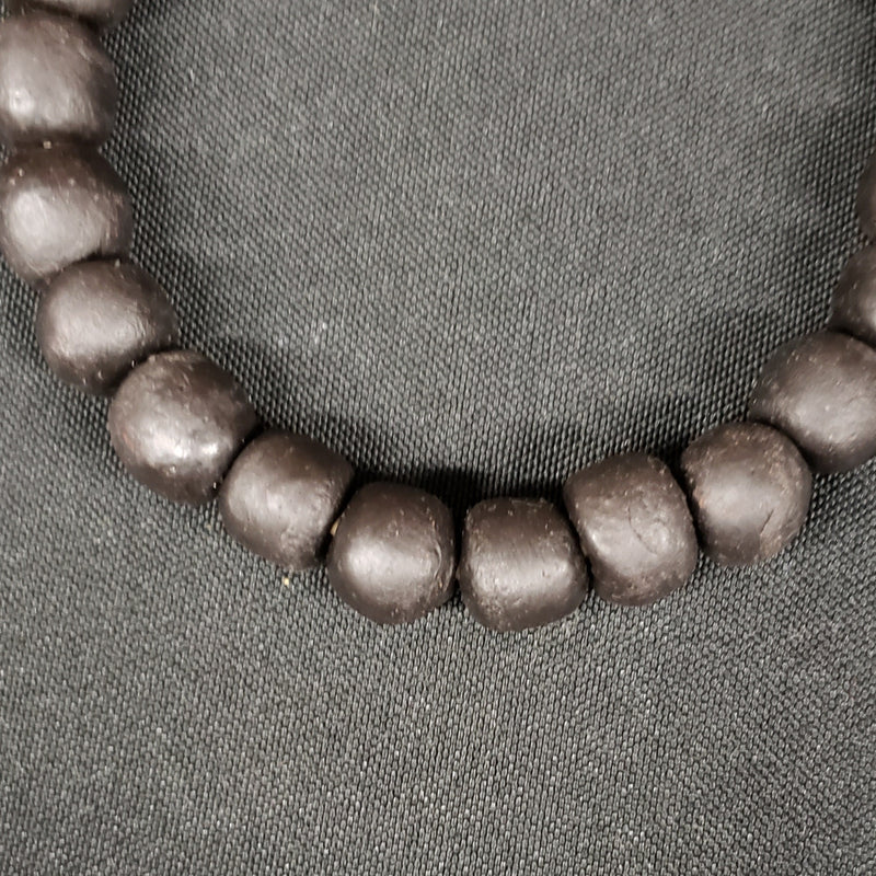 African glass beads, 22 black Krobo beads for jewelry design