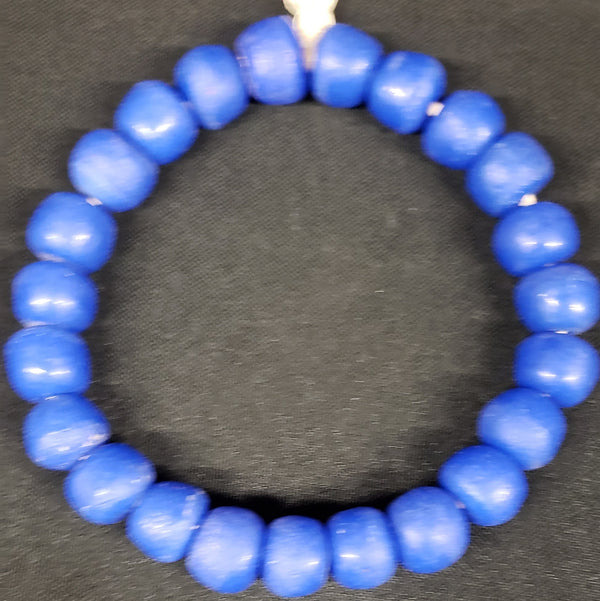 African glass beads, 22 blue Krobo beads for jewelry making.