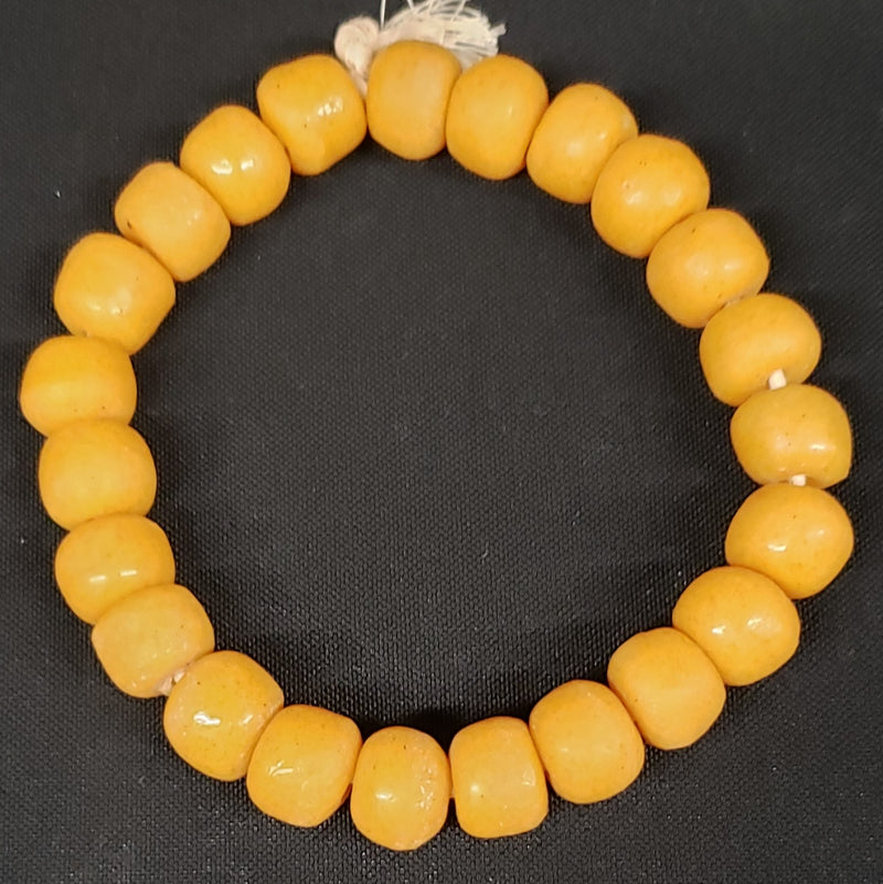 African glass beads, 23 yellow Krobo beads for jewelry design