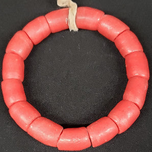 African glass beads, red Krobo beads for jewelry making. Large holes beads. - Aadampo