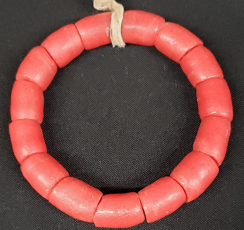 African glass beads, red Krobo beads for jewelry making. Large holes beads.
