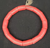 African glass beads, red tube beads for jewelry making. Large holes beads.