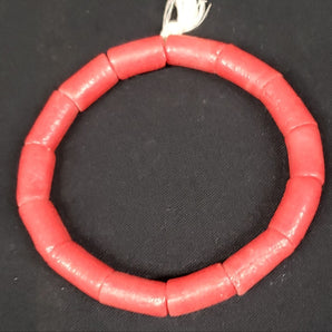 African glass beads, red tube beads for jewelry making. Large holes beads. - Aadampo