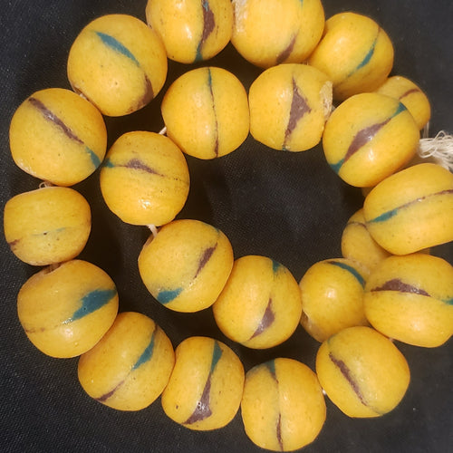 African bead, large Krobo glass bead ball for jewelry making. - Aadampo