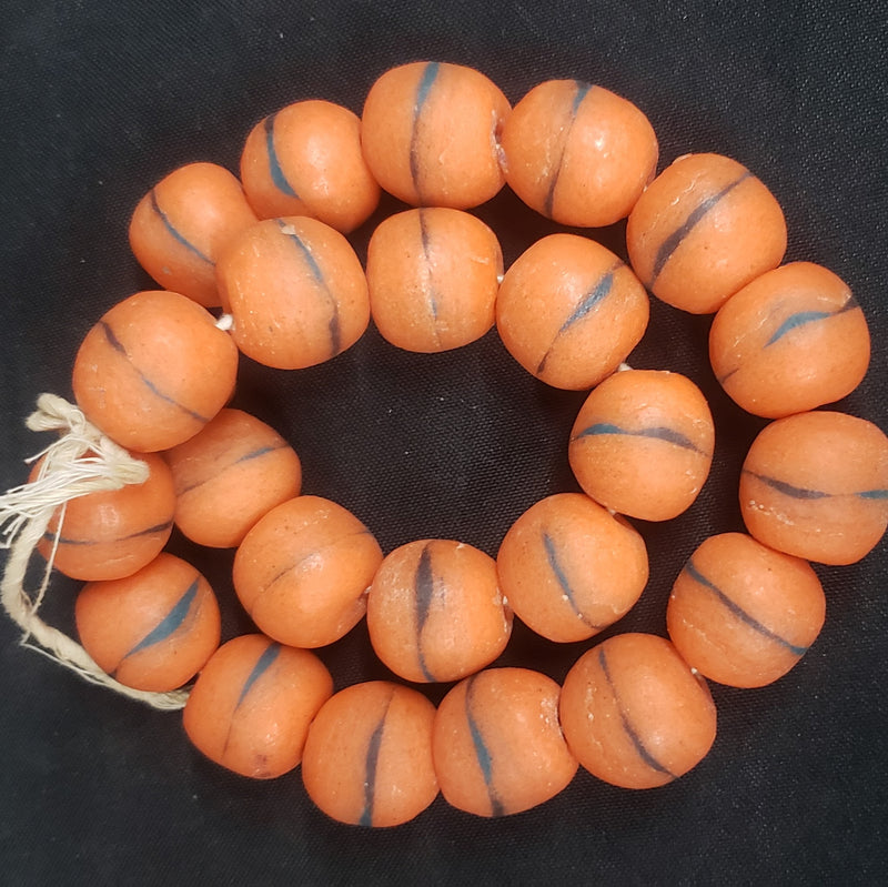 African bead, large Krobo glass bead ball for jewelry making.
