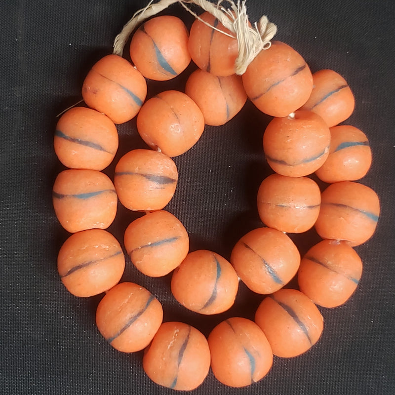 African bead, large Krobo glass bead ball for jewelry making.