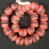 Chuncky African glass bead, Ghana Krobo bead ball for jewelry making.