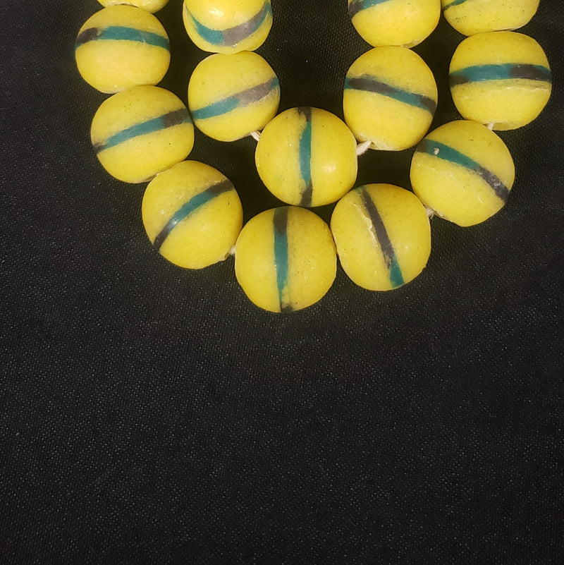 African glass bead, chunky Krobo bead ball for jewelry making.