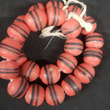 Chuncky African glass bead, Ghana Krobo bead ball for jewelry making.