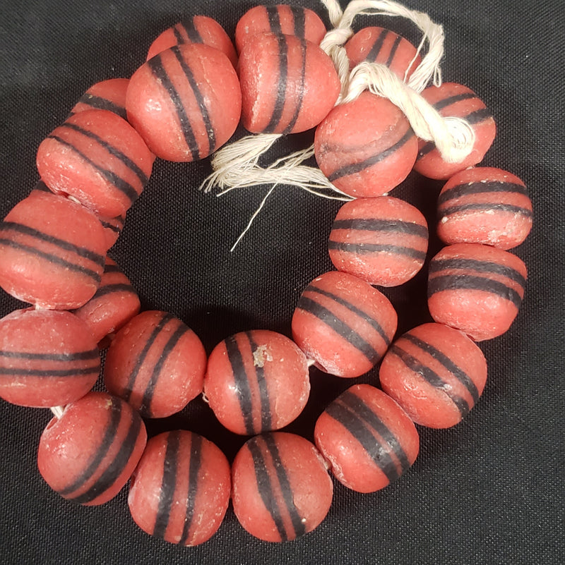 Chuncky African glass bead, Ghana Krobo bead ball for jewelry making.