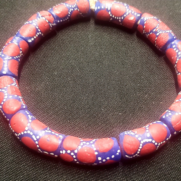 African beads, Ghana painted glass beada, beading beads for jewelry making,  AAB# 1571