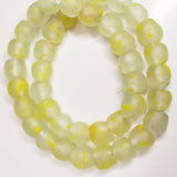 African Recycled Glass Beads - Clear and Yellow Krobo Beads