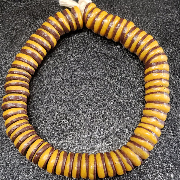African glass beads - two tone flat spacer beads from Ghana