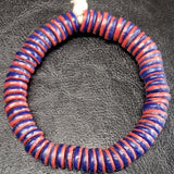African Glass Beads - Red and Blue Flat Spacer Beads.