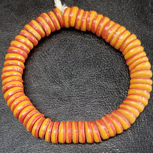 African Powdered Glass Beads - Two Tone Flat Spacer Beads - Aadampo