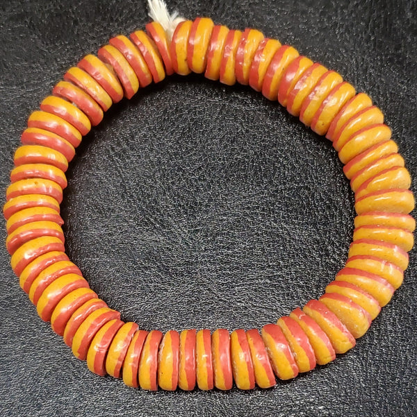 African Powdered Glass Beads - Two Tone Flat Spacer Beads