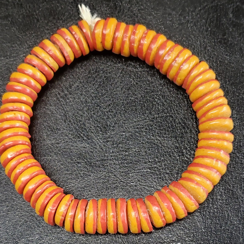 African Powdered Glass Beads - Two Tone Flat Spacer Beads