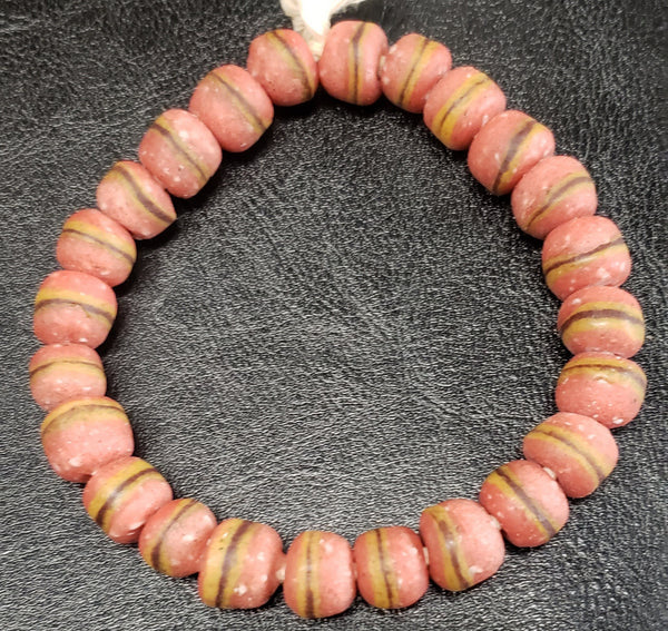 African Glass Beads - 24 Round Kente Glass Beads from Ghana