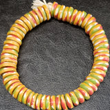 African Glass Beads -  Multicolored Flat Krobi Spacer Beads for Diycrafts