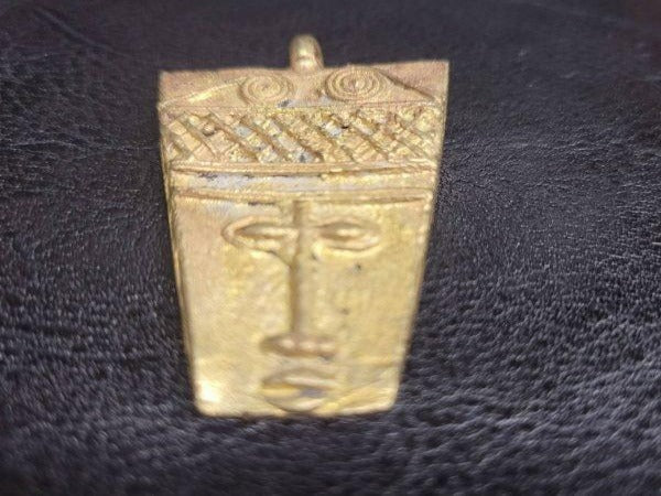 African Brass Pendant, Ancient tribal mask pendant, Ghana Brass Pendants, Ashanti brass pendant,