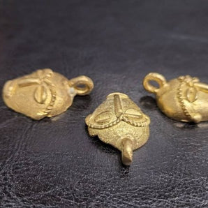 3 African brass pendant, small tribal mask pendant, Ghana Ashanti brass pendants - Aadampo
