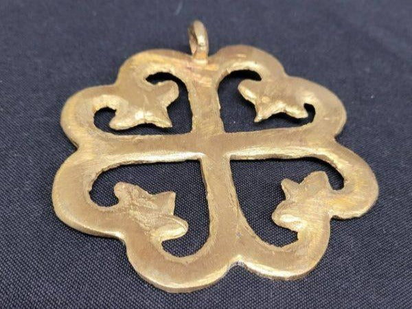 African brass pendant, Akan brass pendants, Extra large Adinkra symbol pendant, over 3 inches, AAB# 5305