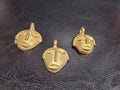 3 African brass pendant, small tribal mask pendant, Ghana Ashanti brass pendants - Aadampo